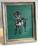 Exclusive Framed Embroidery Print ''Labrador'' on Jade by Ema Corcoran for Hilly Horton Home